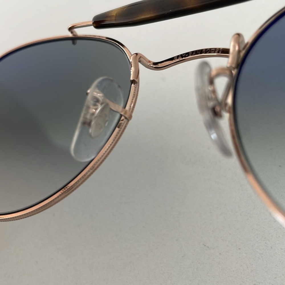 Ray-Ban Rose Gold Tone Sunglasses w/ Blue Ombre Lens & Tortoise Accents - Picture 12 of 16